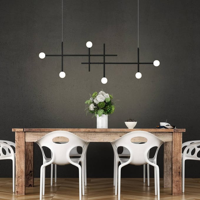 Bopp LED hanglamp Cross, zwart, aluminium, 6-lamps