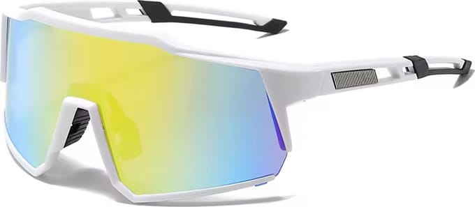 Sport Zonnebril - Fietsbril - Wit Frame - Gouden Lens