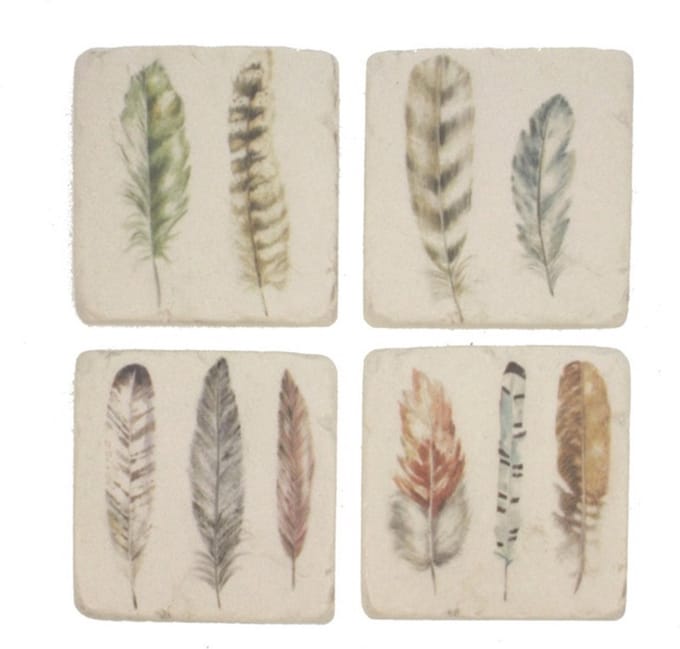 Onderzetters Veren, s/4 9,8x0,7x9,8cm