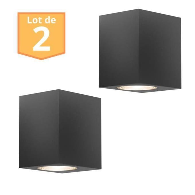 Set van 2 RITA Wandlampen GU10 35W Aluminium Grijs IP44 grijs
