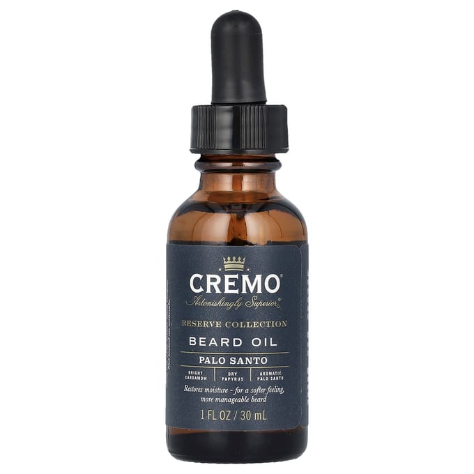 Cremo, Reserve Collection, Revitalizing Beard Oil, Palo Santo, 1 fl oz (30 ml) black