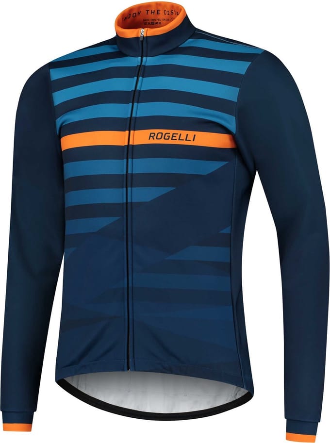 Rogelli Stripe Winterjack - Fietsjack Heren - Blauw/Oranje - Maat M