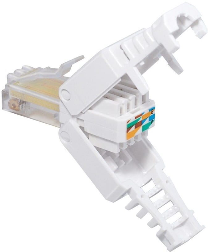 Toolless CAT5/CAT6 RJ45 connector met netwerkplug huls