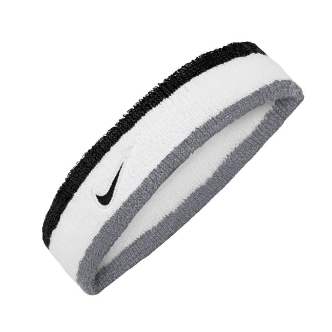 Nike Klassieke Swoosh Hoofdband (Wit/Grijs)
