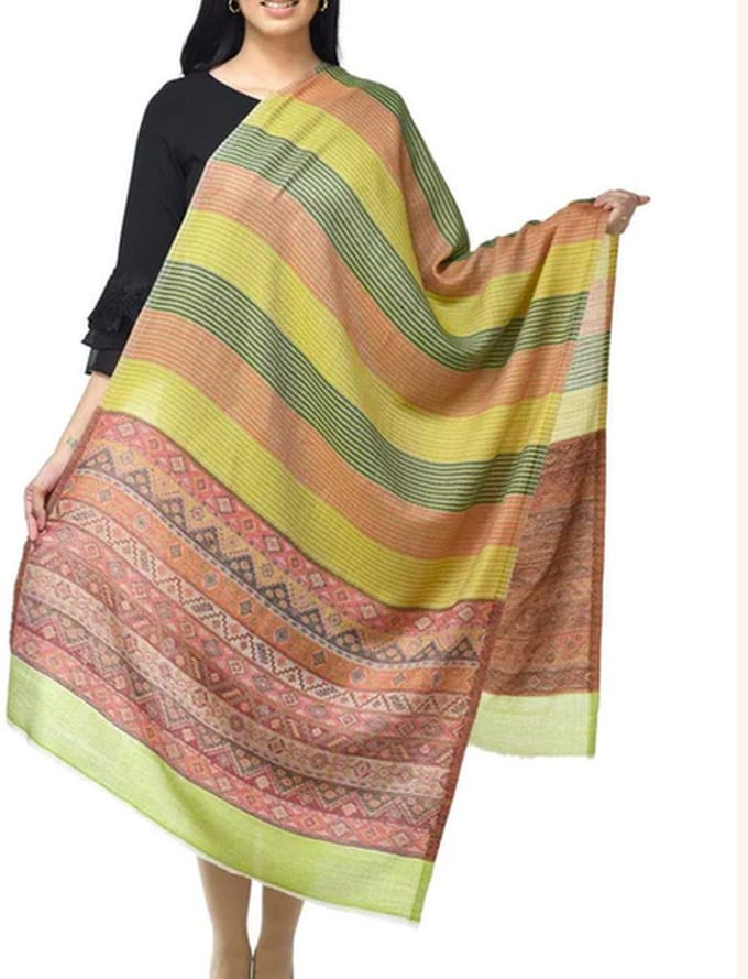 N3 Collecties Fijne Zachte Pashmina Wollen Sjaal: Multi Kleurig