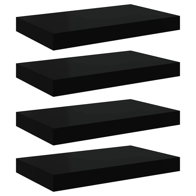 vidaXL - Wandschappen - zwevend - 4 - st - 40x23,5x3,8 - cm - MDF - zwart
