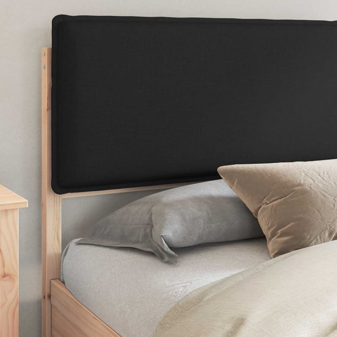 vidaXL - Bedframe - met - Gevoerde - Hoofdbord - Zwart - 180 - x - 200 - cm