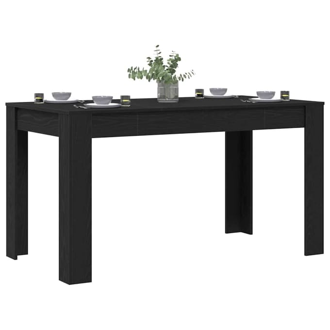 vidaXL - Eettafel - Zwart - eiken - 140 - x - 74,5 - x - 76 - cm - Bewerkt - hout