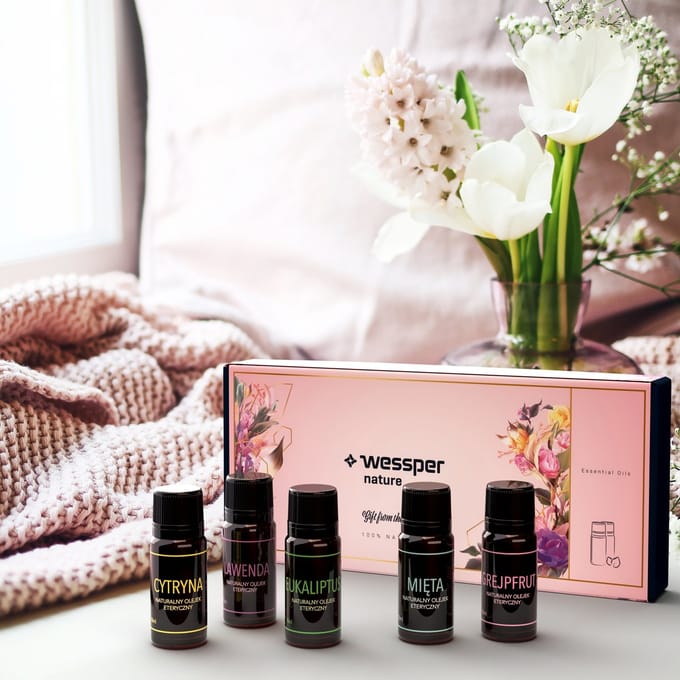 Wellness Etherische Olie Set van 5 stuks in geschenk verpakking