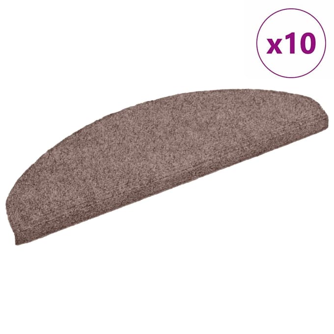 vidaXL - Trapmatten - Zelfklevend - 10 - stuks - 65x21x4 - cm - lichtbruin - Halfrond - Groot