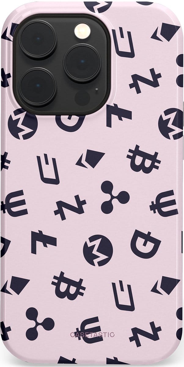 Casetastic hoesje geschikt voor Apple iPhone 14 Pro - MagSafe - Dubbellaagse bescherming - Crypto flow - Fashion Case - Lichtgrijs Donkergrijs Wit