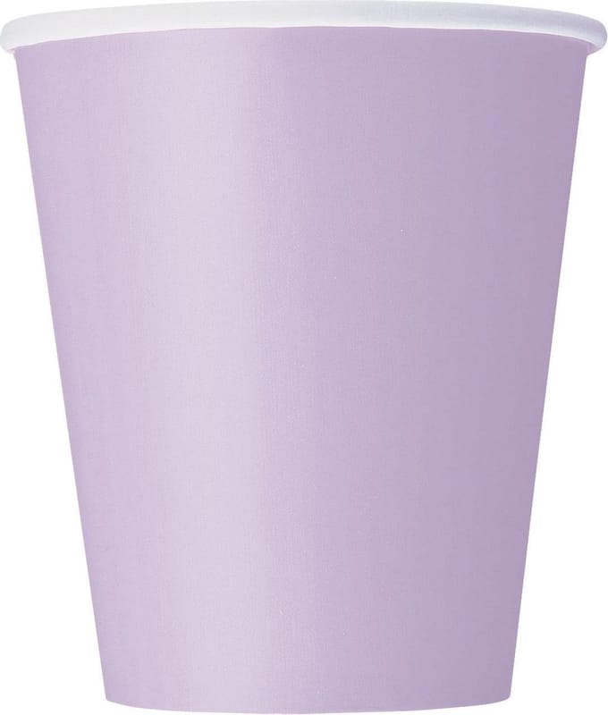 UNIQUE - 14 kartonnen lavendel kleurige bekers