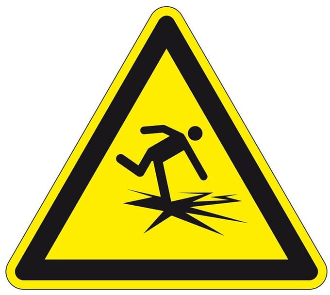 Waarschuwingsbord dun ijs - kunststof - W043 100 mm