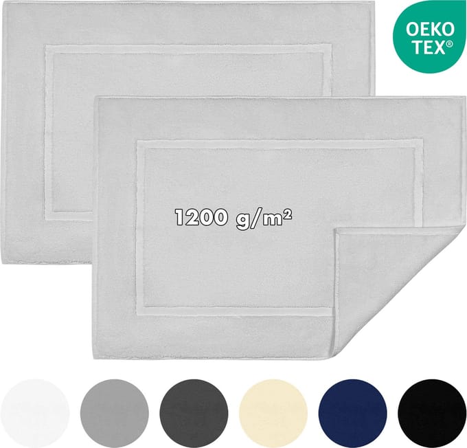 Jacobson - Badmat 50x80 cm - set van 2 - Douchemat - Vloermat - Licht grijs