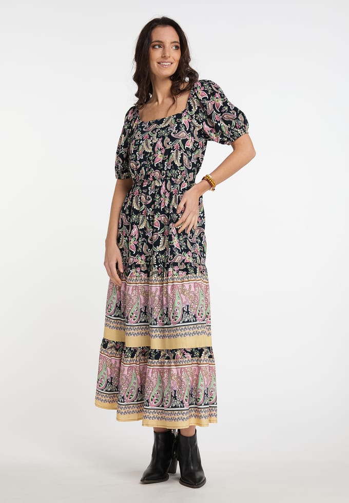 usha FESTIVAL paisley print midi jurk carnea