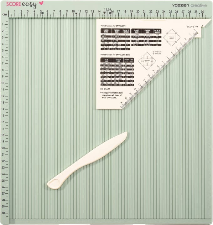 Vaessen Creative Rilbord - Score Easy - 30,5 x 30,5 cm - met Vouwbeen en Liniaal - in cm - Mint