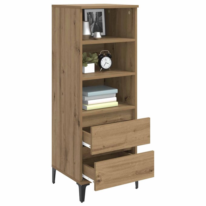 vidaXL - Highboard - Artisanaal - eiken - 40 - x - 36 - x - 110 - cm - Bewerkt - hout