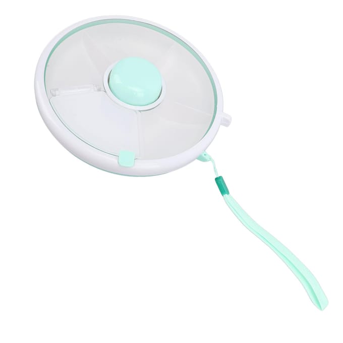 Snack Roterende Container met Deksel 5 Vakken Dispenser Lekdicht Morsbestendig Afdichtend Kinderen Fruit Green white