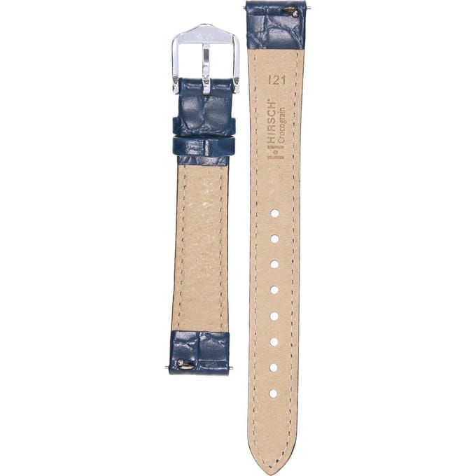 Hirsh Horlogeband -  Crocograin Blauw - Leer - 12 mm