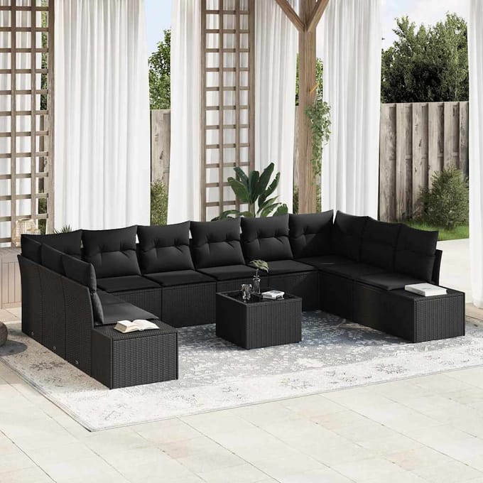 vidaXL Tuin Sofa Set 11 st Zwart poly rattan