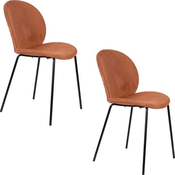 Zuiver Bonnet Eetkamerstoelen Terracotta - Set van 2
