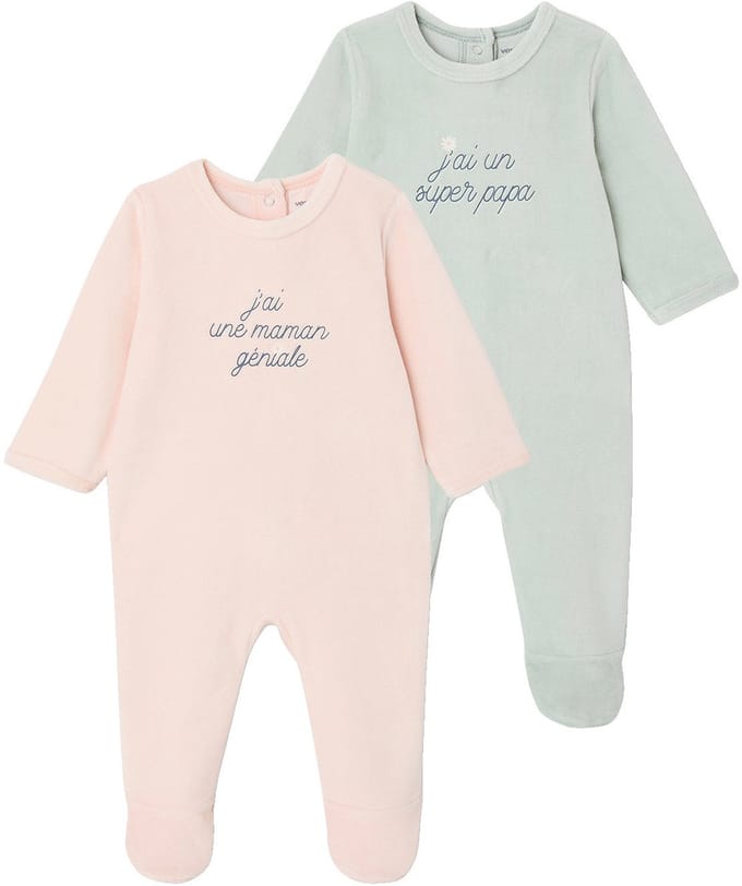 Vertbaudet Set van 2 pyjama's baby meisjes fluweel / velours