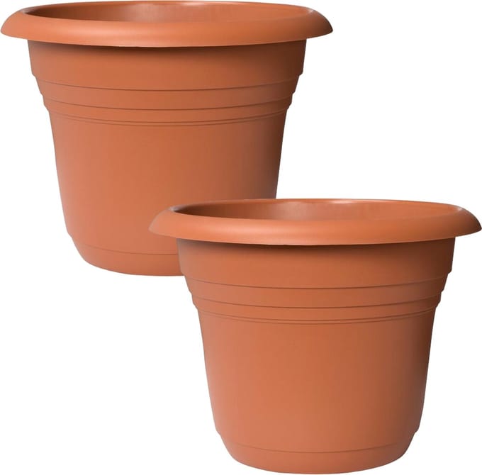 Kunststof Bloempot Ø 35 cm terra - 2 Stuks