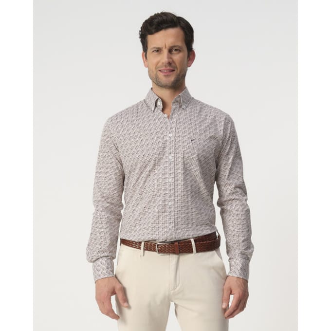 Campbell Casual Overhemd Otter Brown Heren