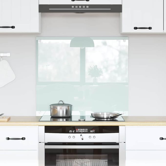 vidaXL - Keuken - Spatscherm - Wit - 70 - x - 60 - cm - gehard - glas