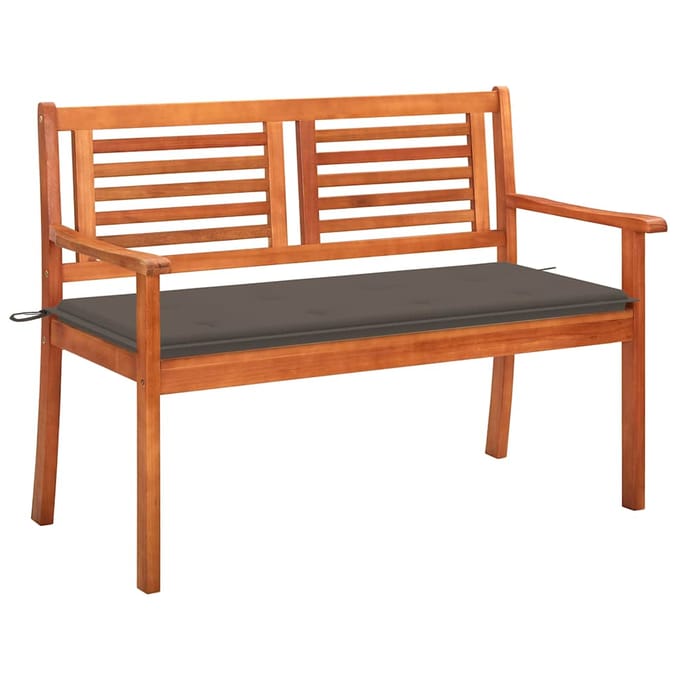 vidaXL - Tuinbank - 2-zits - met - kussen - 120 - cm - massief - eucalyptushout