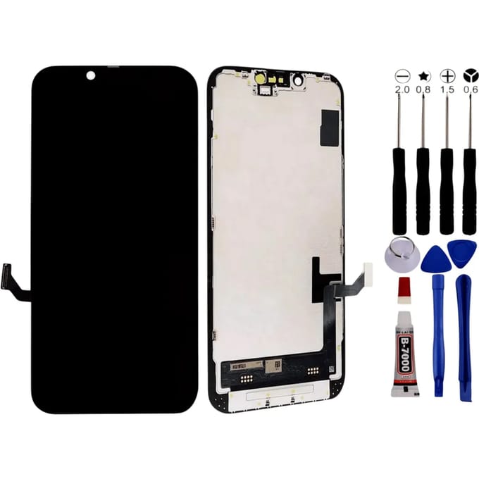 Scherm voor iPhone 14 Ole + Gereedschap + zwarte lijm
