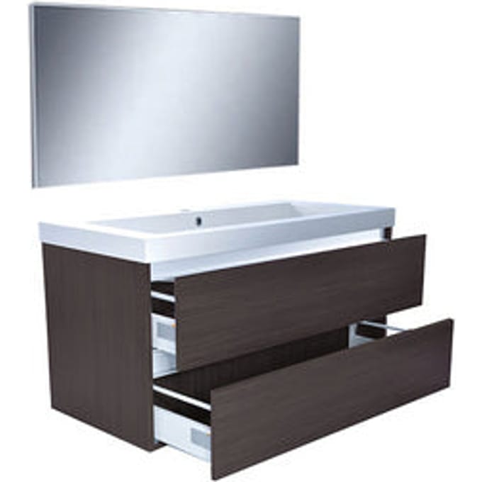 Wiesbaden Vision meubelset (incl. spiegel) 100 cm houtnerf grijs