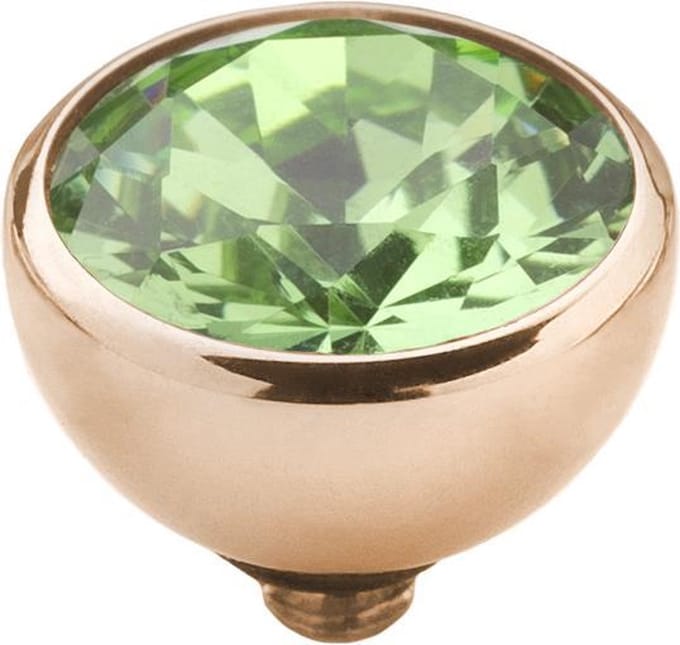 Melano twisted steen rond - Ros‚goudkleurig + Aqua green - Dames - 8mm