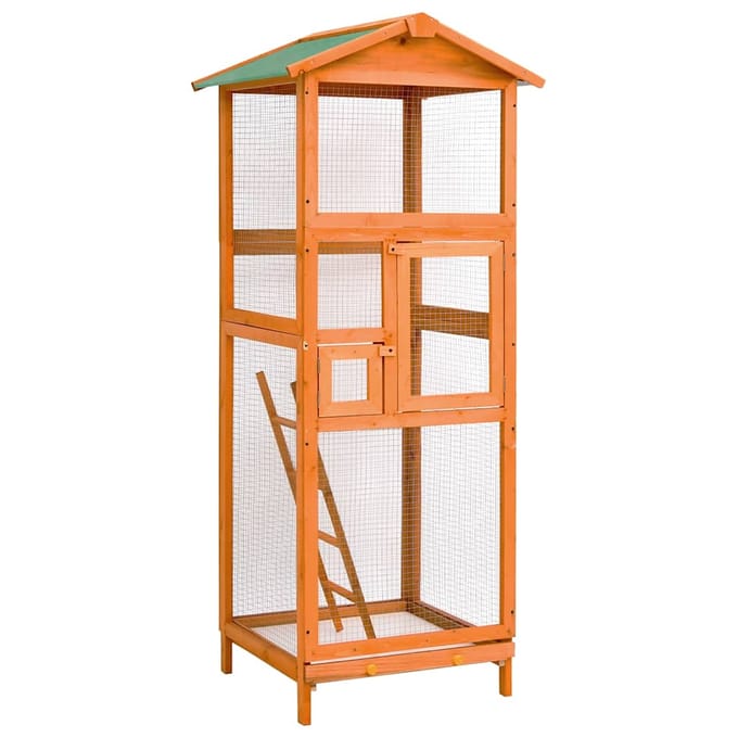 vidaXL - Vogelkooi - 68x62x166 - cm - massief - vurenhout