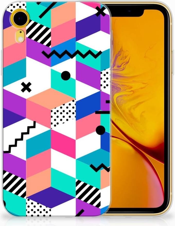 Apple iPhone Xr TPU Hoesje Blokken Kleurrijk