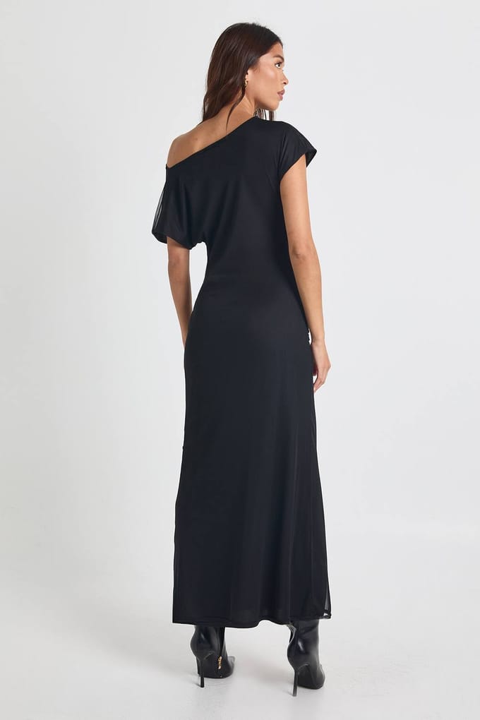 boohoo Dames Cowl-hals maxi-jurk met gouden biesdetails | Black | Maat: 8