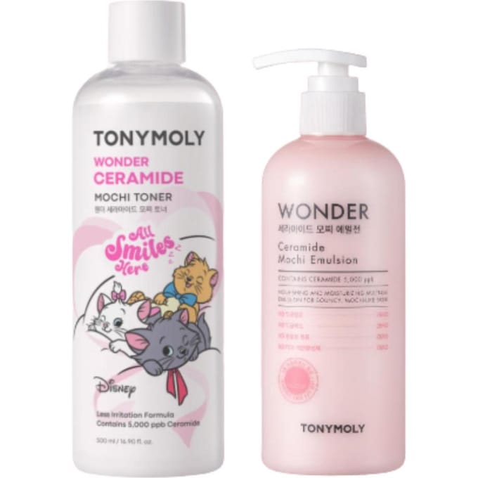 TONYMOLY Wonder Ceramide Mochi Toner 500ml + Set Emulsion 300ml white