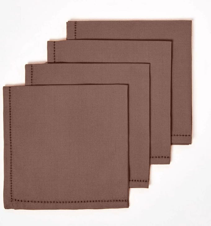 Homescapes katoenen servetten, set van 4, bruin
