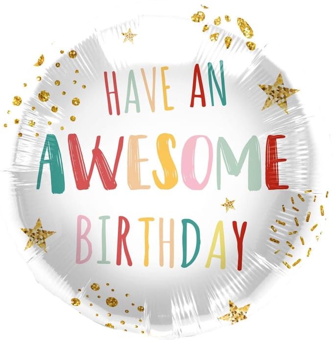 Folat - Folieballon 'Have An Awesome Birthday!' Retro - 45 cm