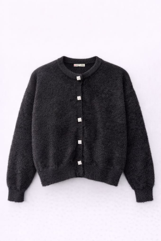Oversized Jacquard Knopen Cardigan