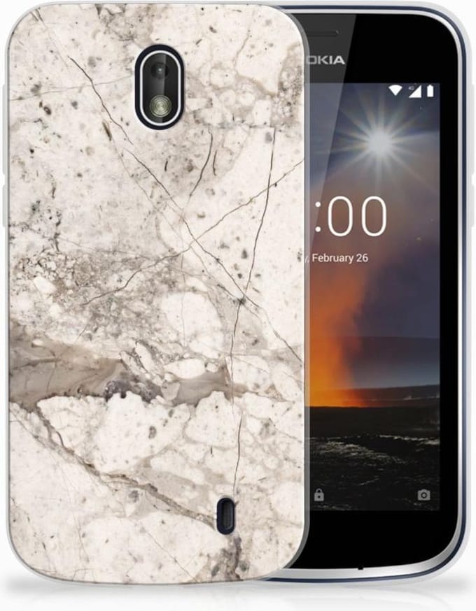 Nokia 1 TPU Siliconen Hoesje Marmer Beige