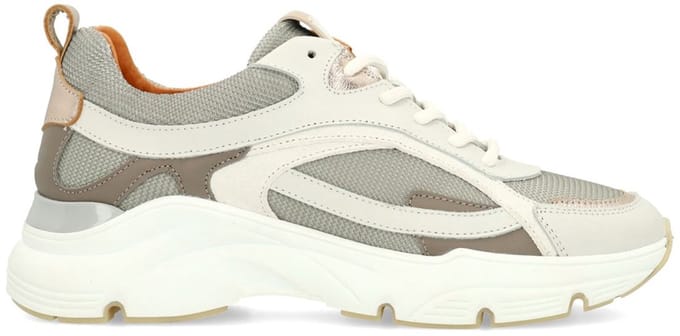 Manfield - Dames - Grijze leren sneakers - Maat 37