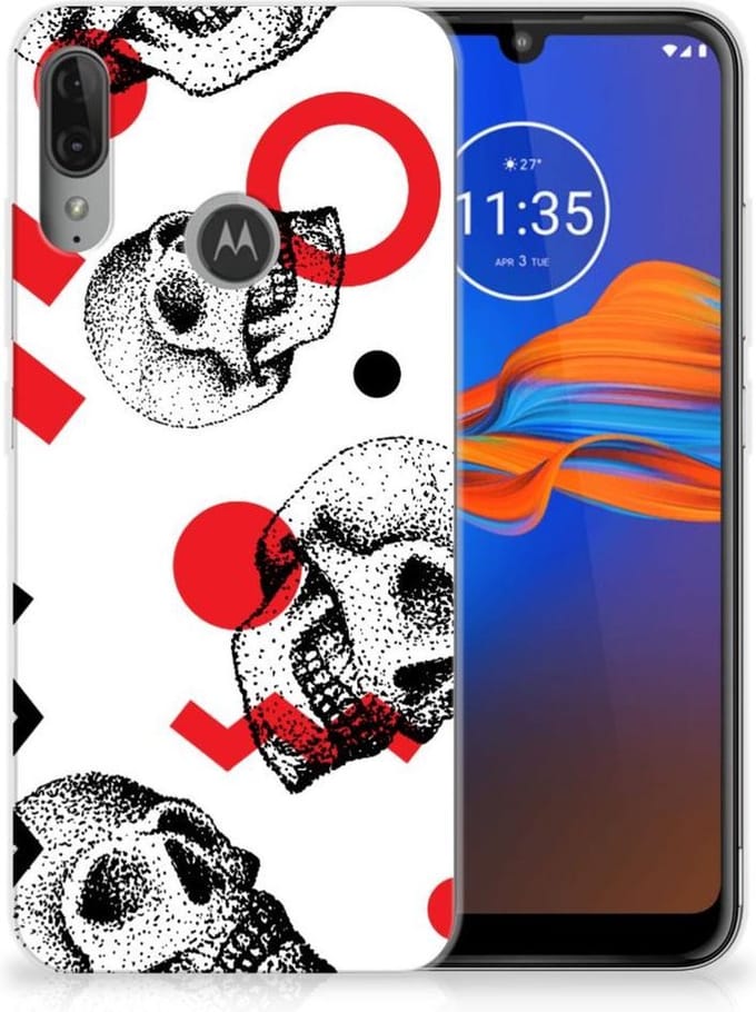 Silicone Back Case Motorola Moto E6 Plus Skull Red