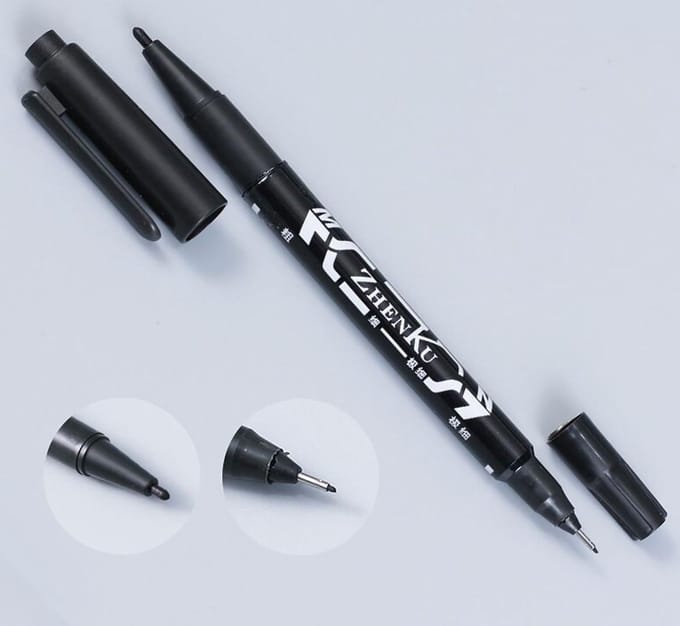 Tattoo skin marker dubbelzijdig - zwart