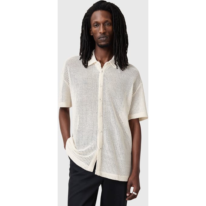 AllSaints Munroe Ss Shirt Chalk White Größe: S | Casual hemden Outlet | Herren | Weiß