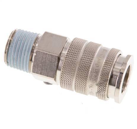 Vernikkeld Messing DN 10 Luchtkoppeling Snelkoppeling R 1/2 inch Buitendraad Double Shut-Off - CLS10-M-BN-SV-012