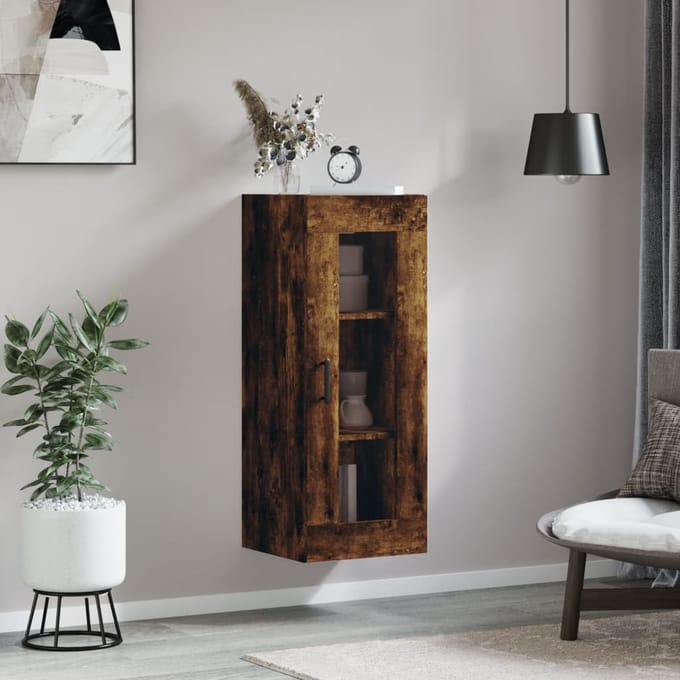 vidaXL - Wandkast - 34,5x34x90 - cm - gerookt - eikenkleurig