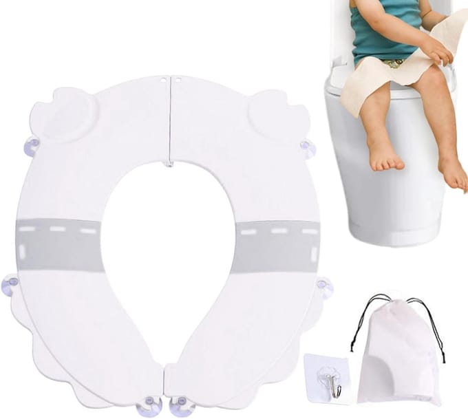 Kindertoiletbril - Potjestraining Zindelijkheid - Reizen en Thuis - Inklapbaar Draagbaar - 20x16 cm - Wit