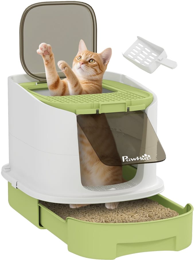 PawHut Kattenbak - Polypropyleen - 40,5x52,5x42,5 cm - Groen
