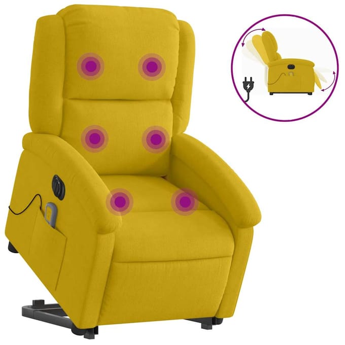 vidaXL - Sta-op-massagestoel - elektrisch - verstelbaar - fluweel - geel